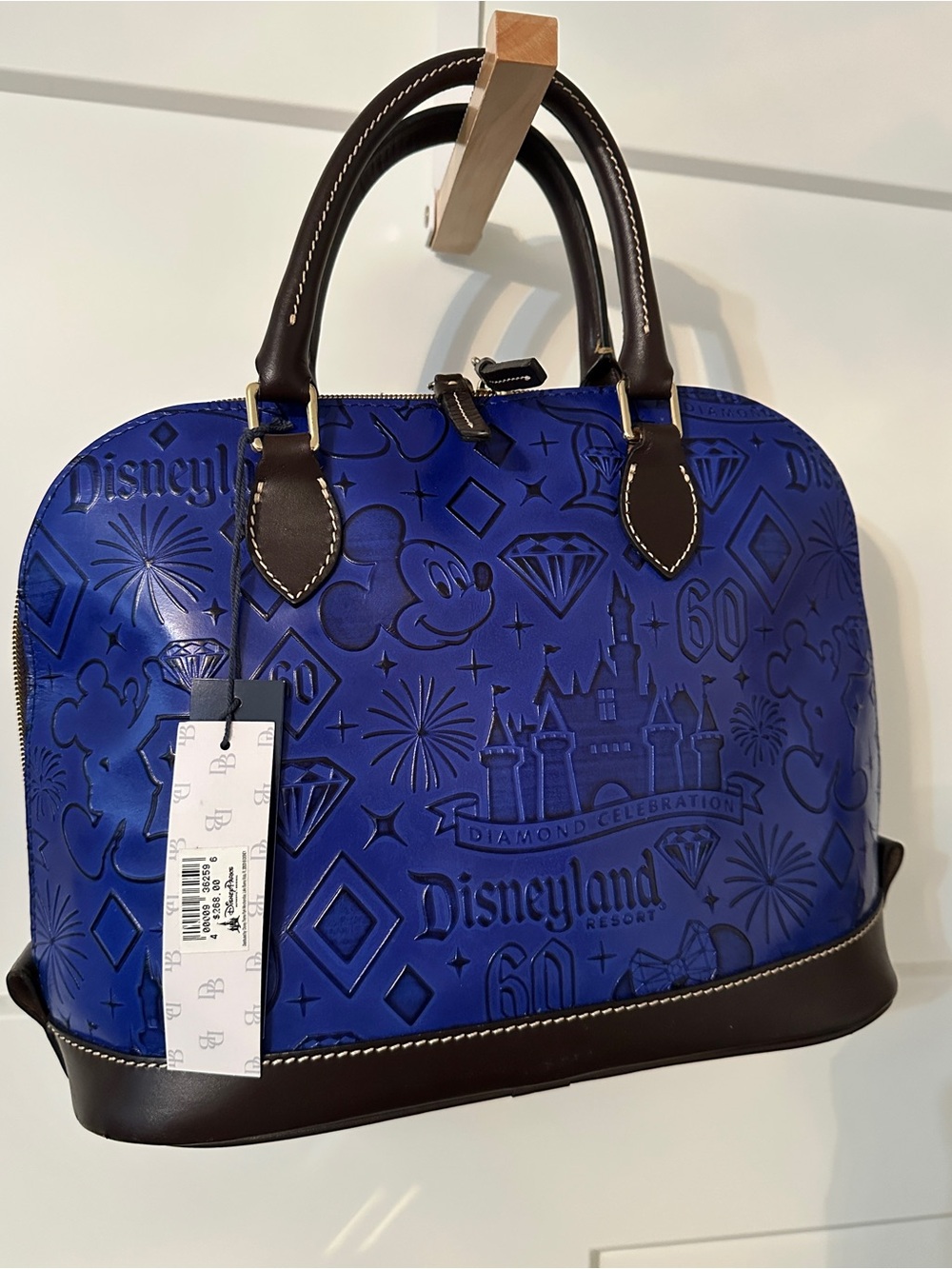 Dooney & Bourke Blue Diamond Celebration Satchel with Brown Trim - Picture 3 of 7